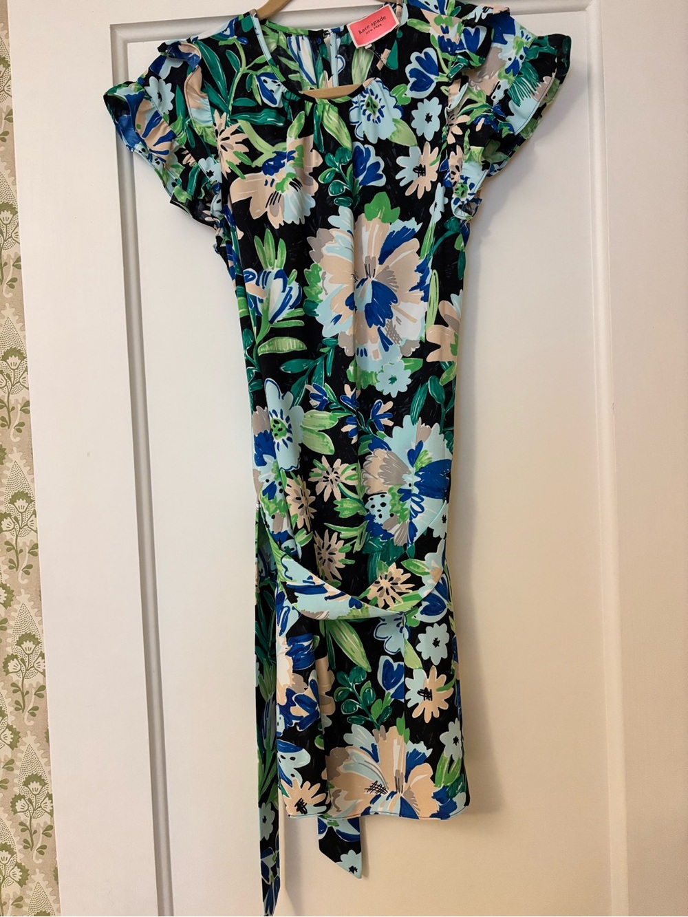 kate spade Black Multi Floral Tie-Waist One-Piece